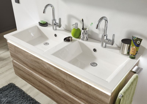 Раковина из минерального литья Puris Ace WME122D1 120х50 накладная цвет белый 2 отверстия под смеситель