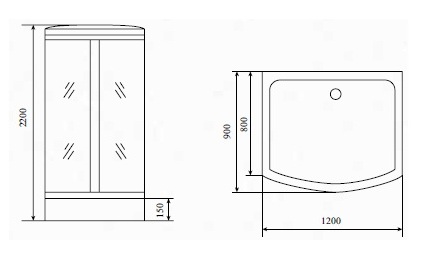 Душевая кабина Timo Standart T-1115 120х90 прямоугольная с крышей ориентация универсальная - фото 2