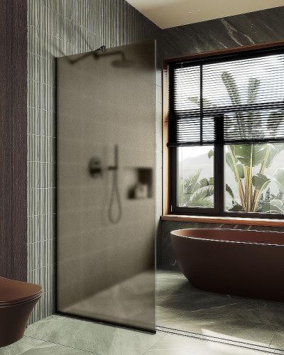 Душевая перегородка Maybah Glass MGD-697-2у 80х195 стекло тонированное профиль бронза