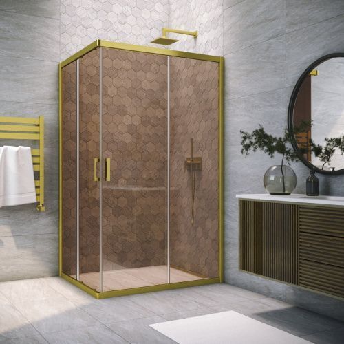 Душевой уголок Vegas-Glass ZA-F TUR+NOVO ZA-F NOVO h2000 80*70 03 05 80х70 стекло тонированное профиль золото без поддона