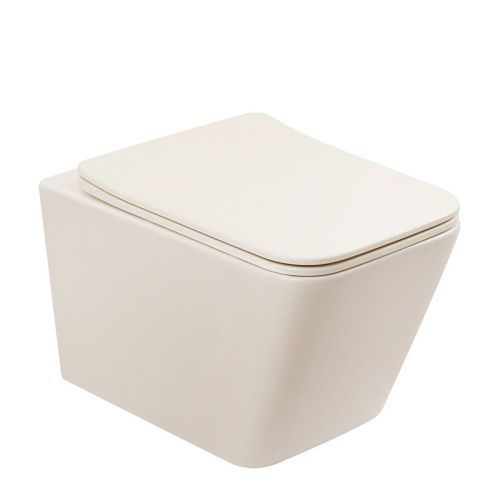 Унитаз подвесной Abber Rechteck AC1201MBE бежевый с сиденьем микролифт безободковый каскадный смыв