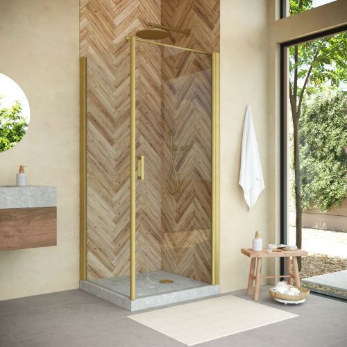 Душевой уголок Vegas-Glass EP-Fis NOVO EP-FIS NOVO h2000 90*80 03 crystalvision R 90х80 стекло прозрачное профиль золото без поддона