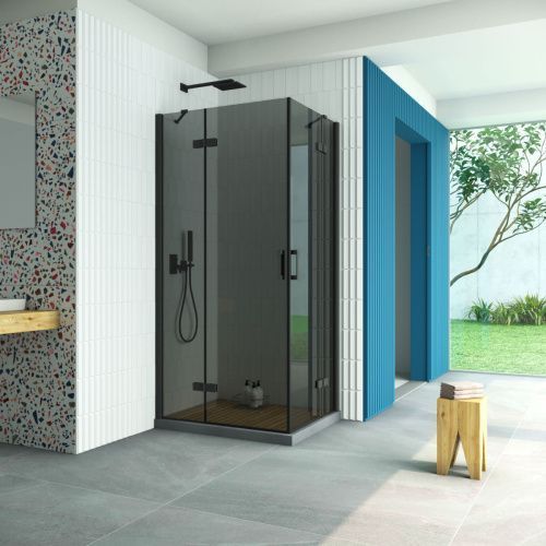 Душевой уголок Vegas-Glass AFA-F Retta AFA-F Retta 90*80 02М 07 L 90х80 стекло тонированное профиль черный без поддона