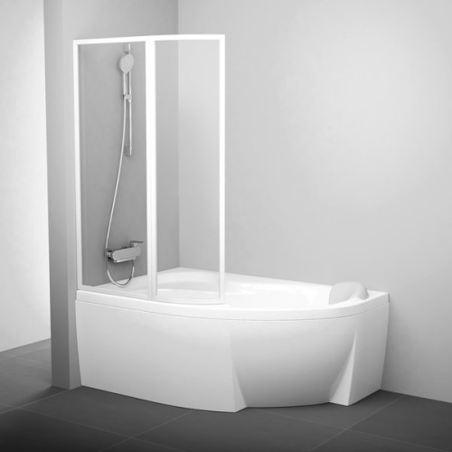 Душевая шторка на ванну Ravak VSK2 Rosa 76LB0100Z1 170х150 стекло прозрачное профиль белый