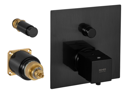 Смеситель для душа Remer Q-Elegance QT09KBCFP встраиваемый в стену черный брашированный хром с термостатом