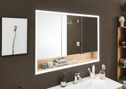 Зеркало-шкаф Puris Rounds S2A5590E1(177) 95х72 подвесной цвет серый матовый