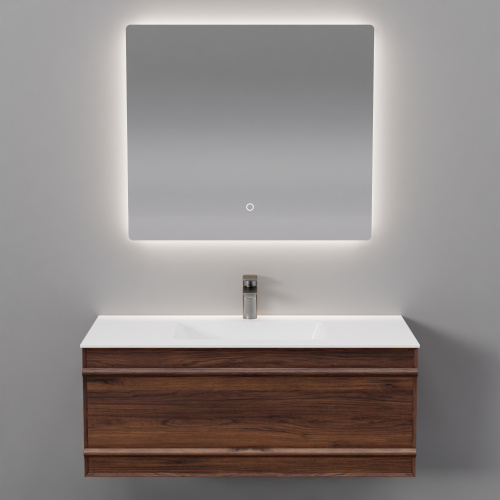 Тумба с раковиной зеркалом и смесителем ArtDecco Bridget (Бриджит) ABR10W22S2MF 100x45x40 подвесная цвет черный орех