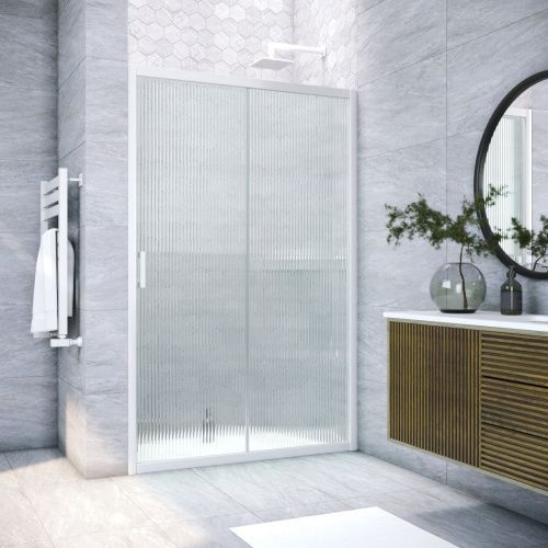 Душевая дверь Vegas-Glass ZP TUR+NOVO ZP NOVO h2000 165 01 Moru 165х200 стекло рифленое профиль белый