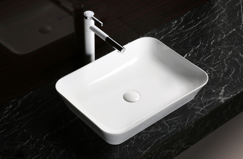 Раковина из сантехнического фарфора MILLEAU MIEL MU0021-GW 55х41 накладная цвет белый глянцевый без отверстий под смеситель