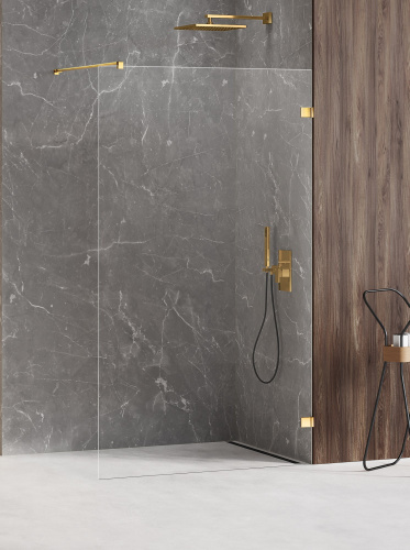 Душевая перегородка New Trendy AVEXA Gold EXK-7060 110х200 стекло прозрачное профиль золото глянцевое