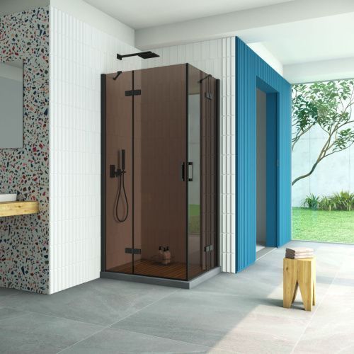 Душевой уголок Vegas-Glass AFA-F Retta AFA-F Retta 90*80 02М 05 L 90х80 стекло тонированное профиль черный без поддона