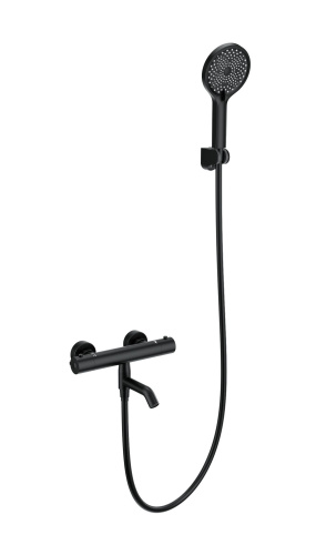 Смеситель для ванны Wonzon & Woghand Inn WW-B2065-A1-MB настенный черный с термостатом
