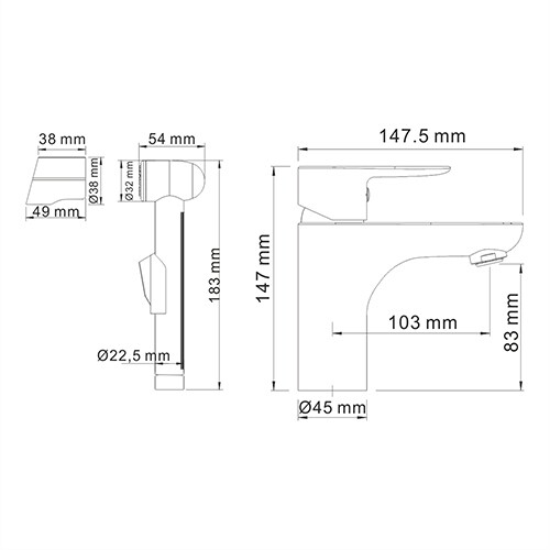 Комплект: смеситель с гигиеническим душем WasserKRAFT Leine 3500 3508 хром - фото 5
