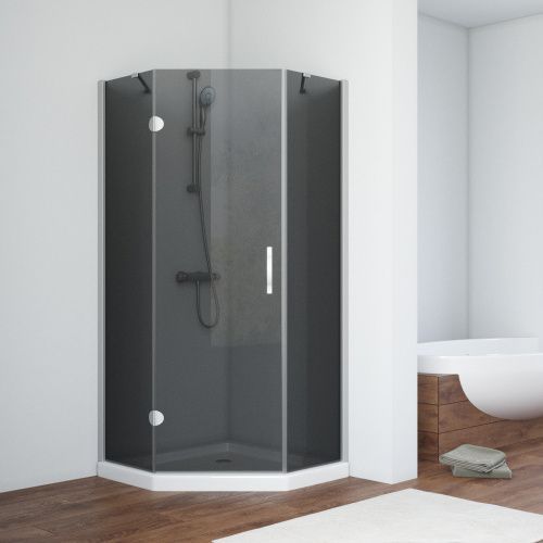 Душевой уголок Vegas-Glass AFA-Pen TUR+NOVO AFA-Pen NOVO 90 07 07 L 90х90 стекло тонированное профиль хром без поддона