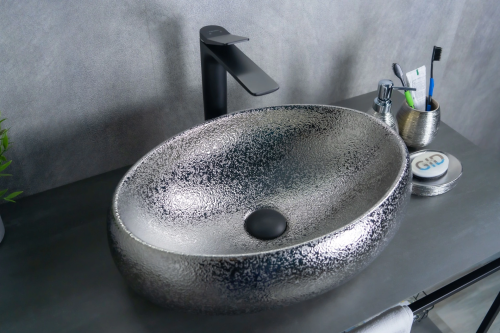 Раковина керамическая Gid Lago 52235 48х34 накладная цвет хром