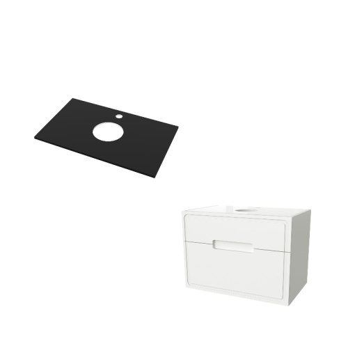 Тумба под раковину Taliente Olejio 79 см TA-MBO-80PS-blanco белая +  Столешница Taliente Olejio 80 см TA-MB-ST80-Nero черная (без раковины)