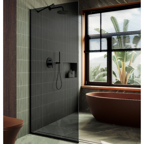 Душевая перегородка Maybah Glass MGD-681-6у 109х195 стекло тонированное профиль черный