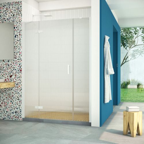 Душевая дверь Vegas-Glass AFP-F Retta AFP-F Retta 130 01 Moru L 130х200 стекло рифленое профиль белый