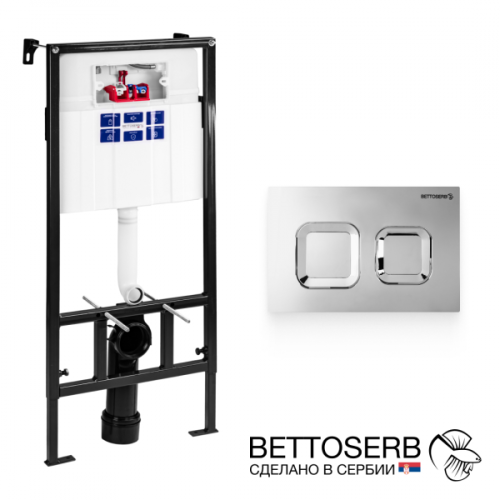 Инсталляция Bettoserb Sava Fix Slim SET40006489 с клавишей смыва черный матовый + золото глянец квадр. SMART