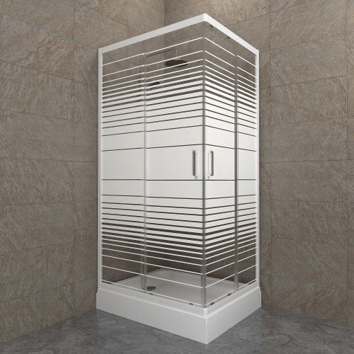 Душевой уголок Тритон Фьюжн Щ0000074052 120х80 стекло прозрачное с рисунком профиль белый без поддона