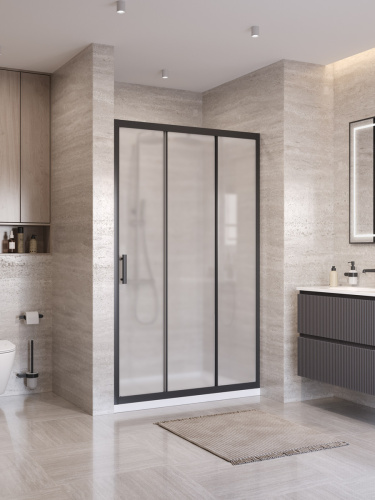 Душевая дверь BelBagno UNO-195 UNO-195-BF-3-120-P-NERO 120х195 стекло рифленое профиль черный