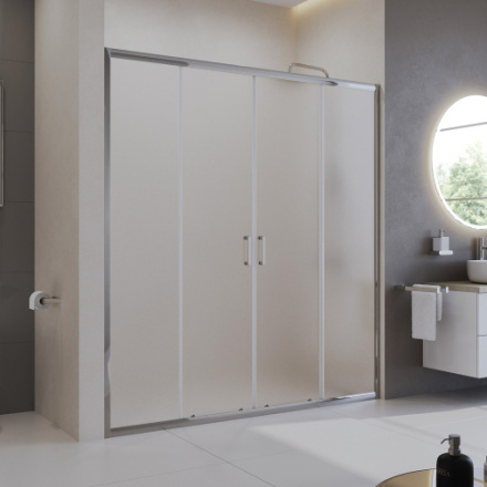 Душевая дверь BelBagno UNO-195 UNO-195-B-BF-2-180-P-Cr стекло рифленое профиль хром глянцевый