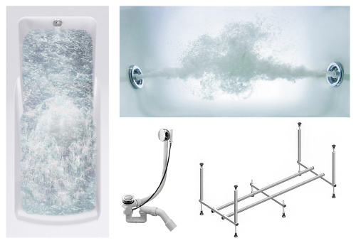 Ванна акриловая гидромассажная Timo HELLA HELLA1775-KT17-SPV1505-T-CM 170х75 пристенная прямоугольная с каркасом