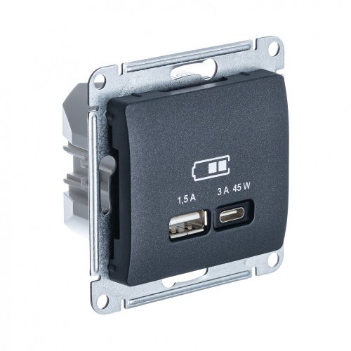 USB Розетка A + тип-C 45W высокоскор.заряд. QC, PD Systeme Electric Glossa (Глосса) GSL000729