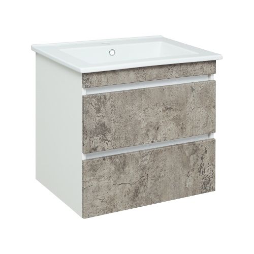 Тумба под раковину Runo Манхэттен 00-00001018 60х50 подвесная цвет серый/белый