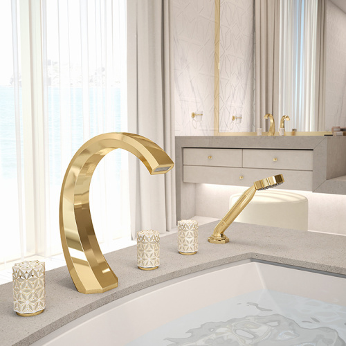 Смеситель THG Nihal Porcelaine Ivoire U2N-F30-1132SG на борт ванны золото