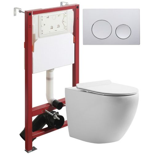 Комплект унитаз с инсталляцией и клавишей смыва Orange CI07-100W+APB100