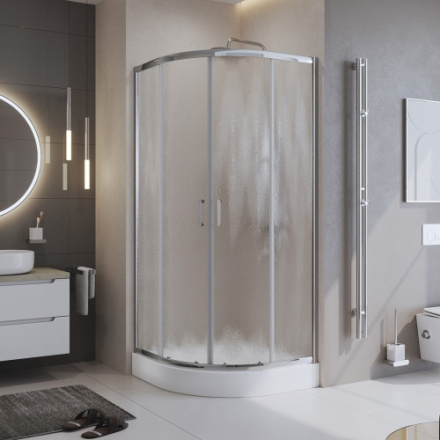 Душевой уголок BelBagno UNO-195 UNO-195-R-2-90-CH-CR стекло шиншилла 5 мм
