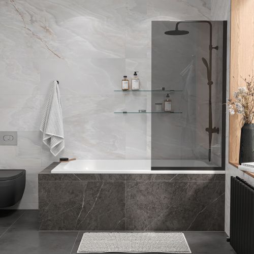 Душевая шторка Reflexion Fix RX14070TBL-06 70x140 стекло тонированое профиль черный матовый ориентация универсальная