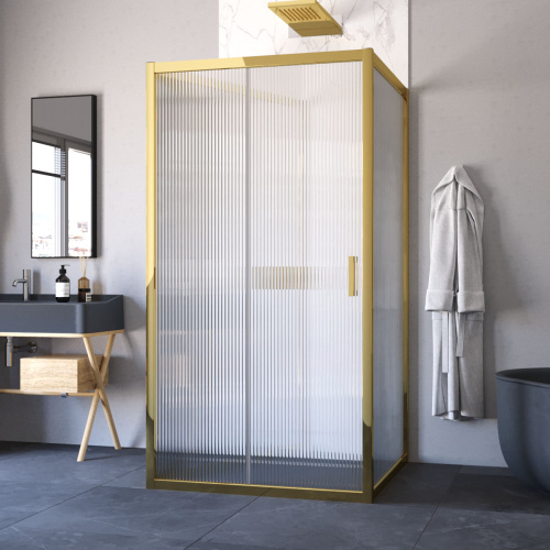 Душевой уголок Vegas-Glass ZP-U TUR+NOVO ZP-U TUR NOVO 120*100 09 Moru 120х100 стекло рифленое профиль золото глянцевое без поддона