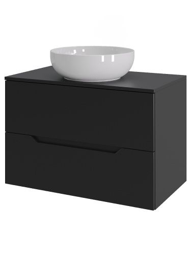 Тумба с раковиной Orange Line Li-70TubMDF+B07-420W 70х46х70 подвесная цвет черный матовый