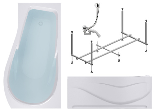 Ванна акриловая Timo VINO VINO1792R-KTVINO17-SPV1505-FPVINO17R 170х92 пристенная асимметричная с каркасом Ванна акриловая Timo VINO VINO1792R-KTVINO17-SPV1505-FPVINO17R 170х92 пристенная асимметричная с каркасом