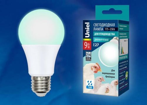 Лампа светодиодная диммируемая Uniel LED-A60 LED-A60-9W/SCBG/E27/FR/DIM IP65 PLO65WH