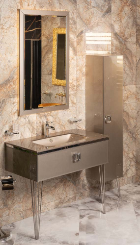 Раковина стеклянная Armadi Art Lucido 852-080-D 86х56 полувстраиваемая цвет коричневый 1 отверстие под смеситель