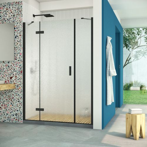 Душевая дверь Vegas-Glass AFP-F Retta AFP-F Retta 130 02М 02 L 130х200 стекло рифленое профиль черный