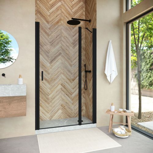 Душевая дверь Vegas-Glass EP-F-1 NOVO EP-F-1 NOVO 155 02М crystalvision R 155х189 стекло прозрачное профиль черный матовый