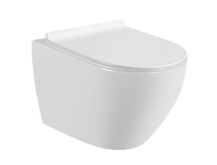 Унитаз подвесной CeramaLux 2197 белый глянцевый с сиденьем микролифт каскадный смыв - фото 2