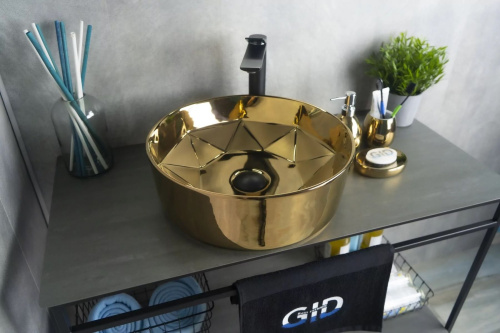 Раковина Gid 40 см D1342h015 (53331) накладная цвет золото