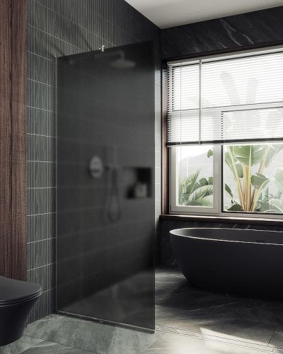 Душевая перегородка Maybah Glass MGD-1356-5у 100х195 стекло тонированное профиль хром