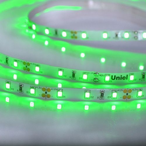 Светодиодная лента Uniel ULS-M11 ULS-M11-2835-60LED/m-8mm-IP20-DC12V-4,8W/m-5M-GREEN PROFI катушка в герметичной упаковке