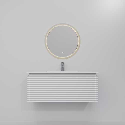 Тумба с раковиной зеркалом и смесителем ArtDecco Jacqueline (Жаклин) AJC10W34S2MF 100x45x40 подвесная цвет белый