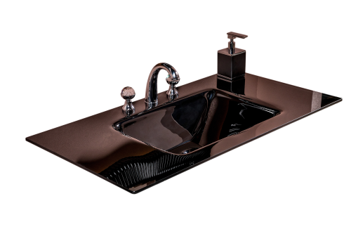 Раковина стеклянная Armadi Art NeoArt 852-100-B 81х52 полувстраиваемая цвет графит 1 отверстие под смеситель