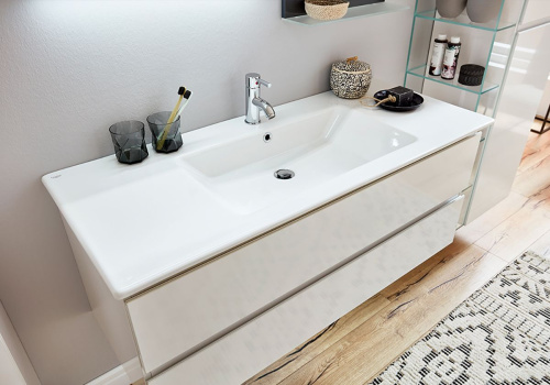 Раковина керамическая Marlin 3290fair KWCHR12 121х51 подвесная цвет белый 1 отверстие под смеситель