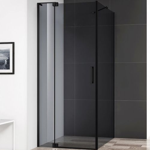 Душевой уголок Cezares SLIDER SLIDER-AH-1-100-100/110-GRIGIO-NERO 100х100 стекло тонированное профиль черный без поддона