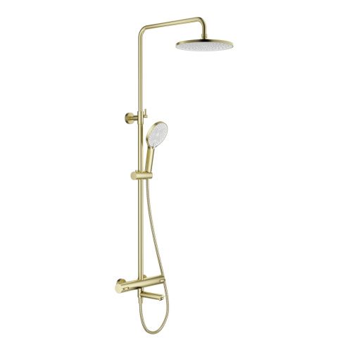 Душевая стойка Splenka S223.26.03 настенная цвет сатин золотой с термостатом