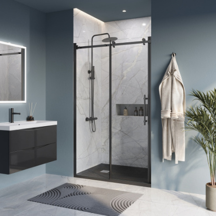 Душевая дверь BelBagno MARINO MARINO-B-1-120-C-NERO стекло прозрачное профиль черный